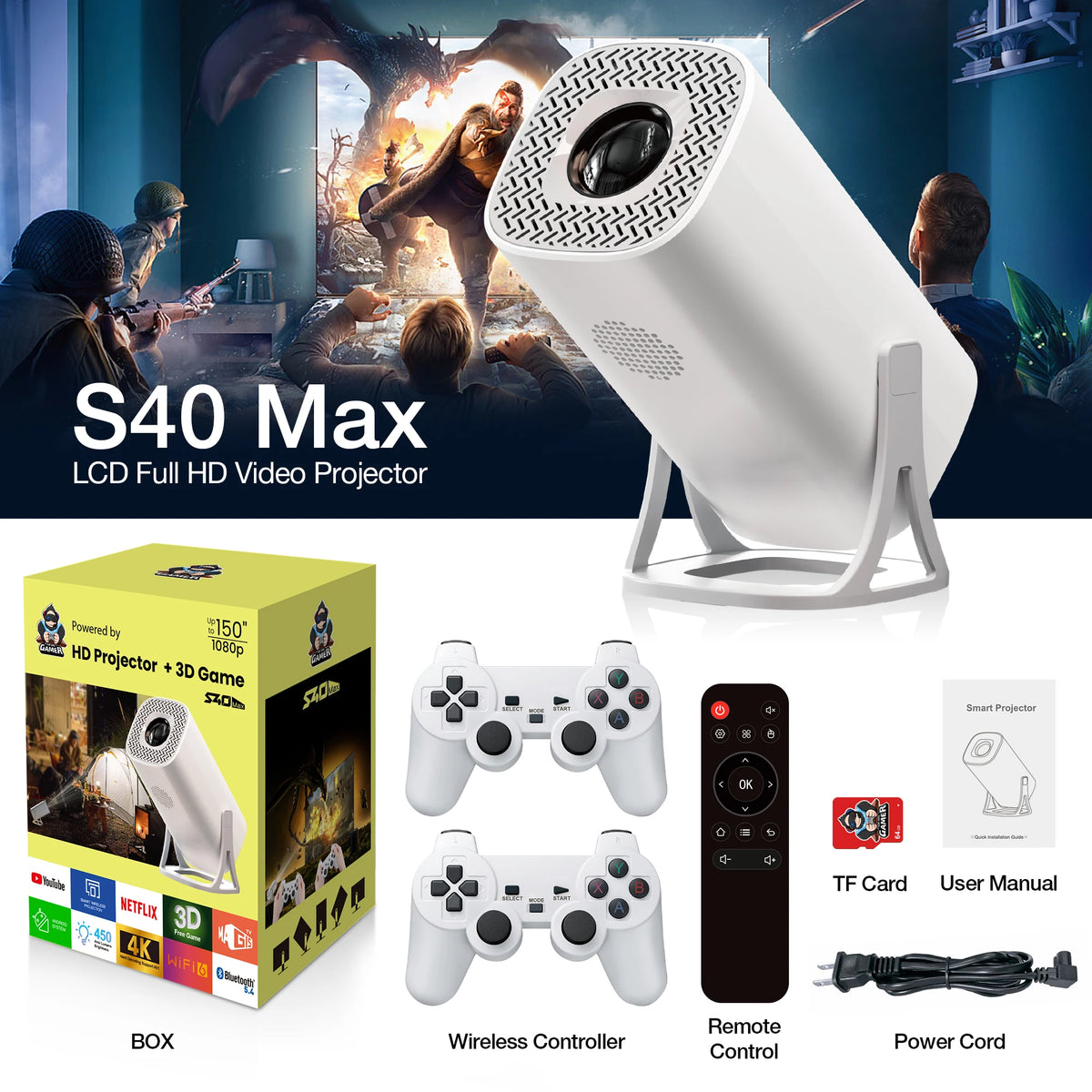 PROYECTOR S40 MAX + GAMES + XUPER TV ORIGINAL