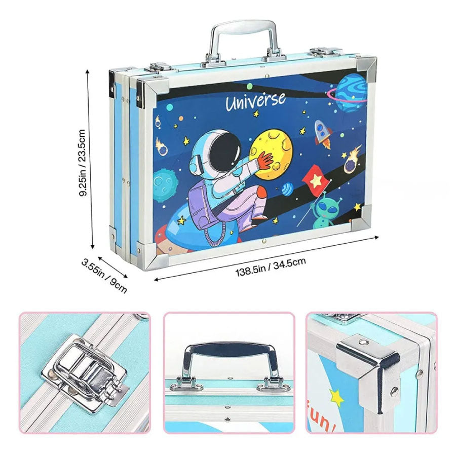 Kit/set De Arte Dibujo Maletin Metalico 145 Piezas Niños