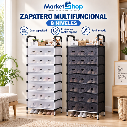 ORGANIZADOR DE ZAPATOS 8 NIVELES CON TAPA
